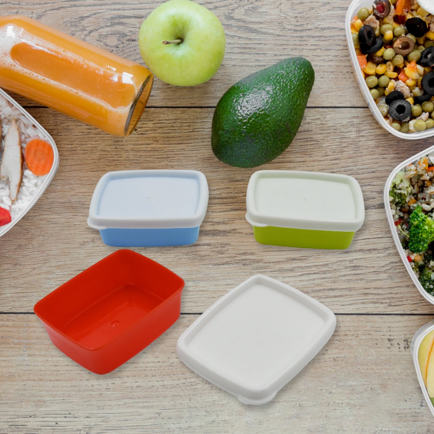 3-Piece Multicolor Airtight Container Set – Rectangular Food & Fridge Storage