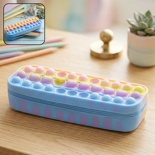 Pop It Silicone Pencil Pouch with Zipper (1 Pc)