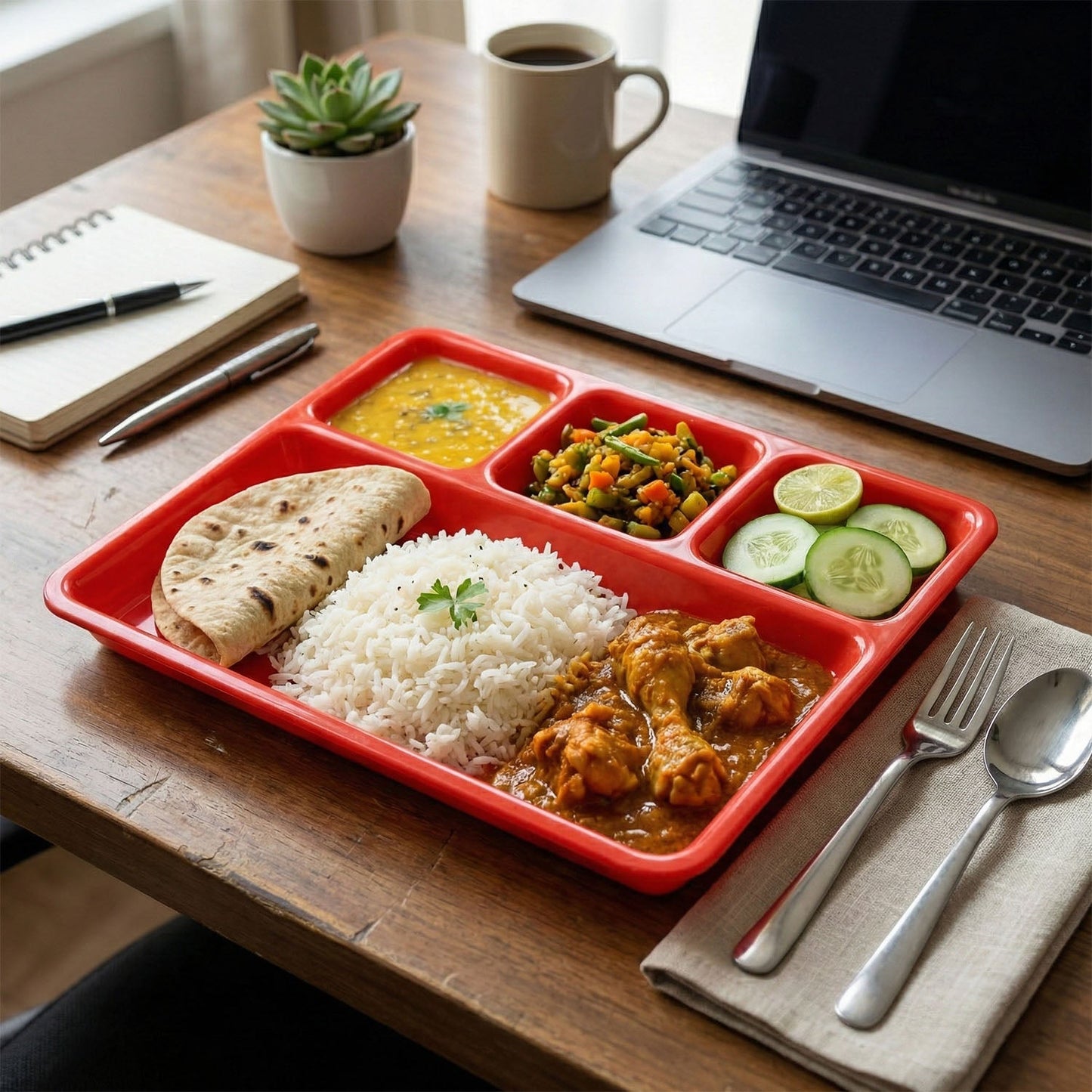32 × 25 Cm Multipurpose Compartment Serving Tray (1 Pc)